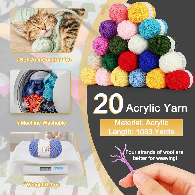 Aeelike Crochet Yarn for Crocheting, 1093 Yards Acrylic Yarn for Knitting,Full Crochet Kits for Beginners and Professionals, Aluminum Crochet Hooks, Instruction Book and Black Storage Bag - Image 3